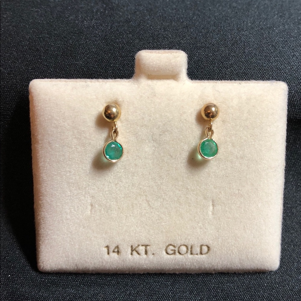 4mm emeralds with 4mm ball studs in 14K Settings